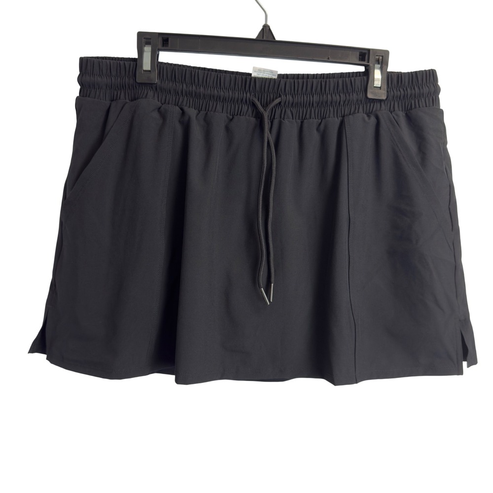 Kona Sol Women Black Swim Skirt with Pockets and Built-in Brief Size L 12-14